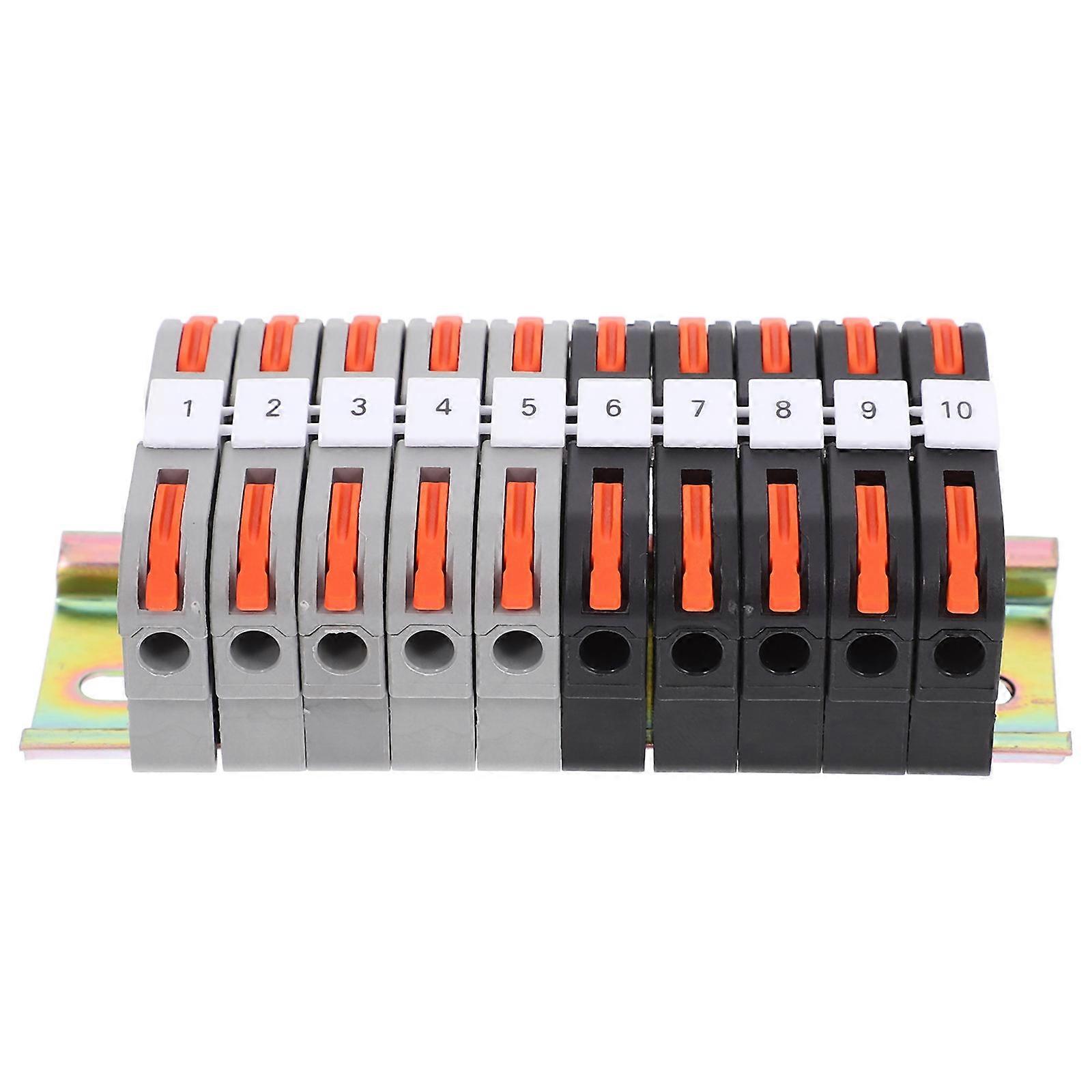 Din Rail Terminal Blocks 2Sets Multi ABS Connection for Industrial Use