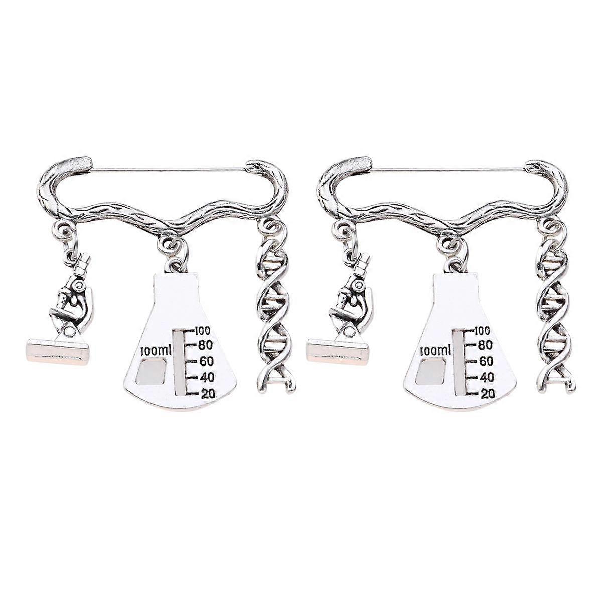 Graduation Gift Brooch Pin for Decoration 4Pcs Creative Microscope Breastpin