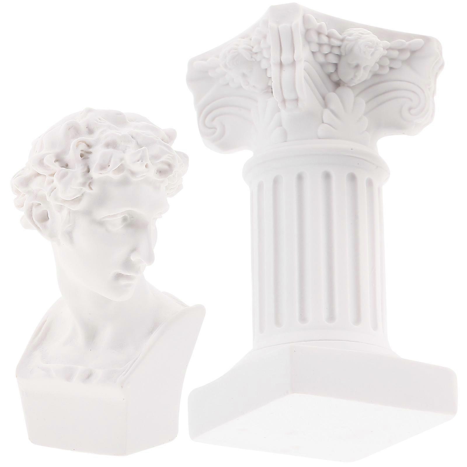 Resin Statue Decor David Sculpture Set For Home Decoration 13.5X3.2X3.2CM Column Shape Classical Design 2 Sets