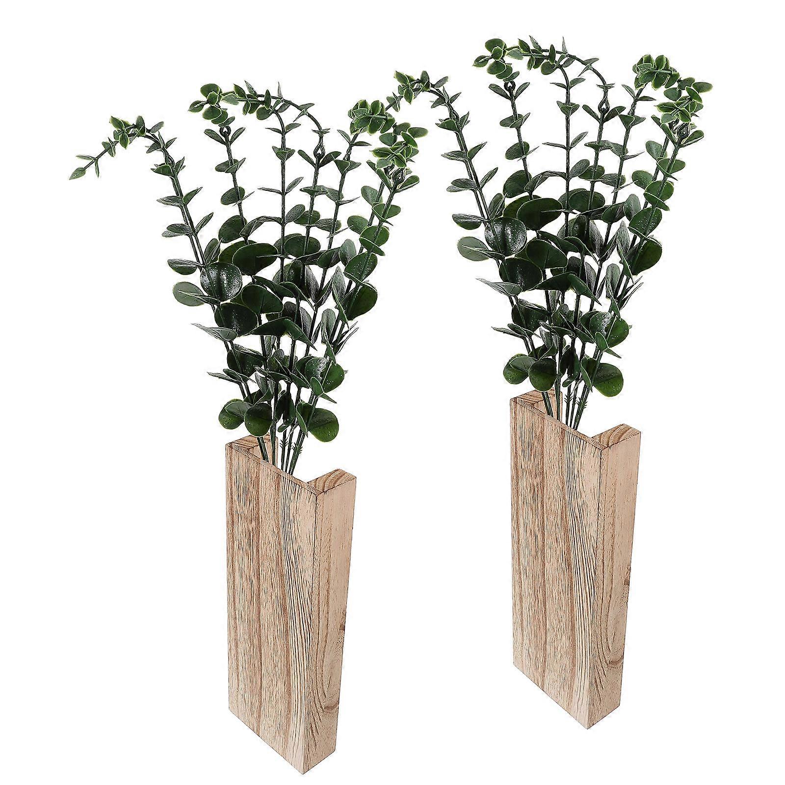 Artificial Eucalyptus Branch Vase for Front Door Decor 4Pcs