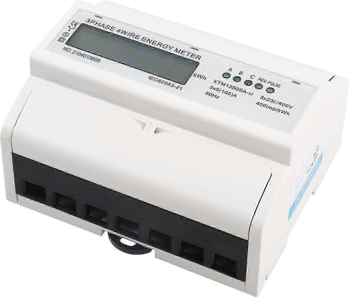 Three-Phase 4-Wire Din Rail Digital Energy Meter with LCD Display (5-100A)