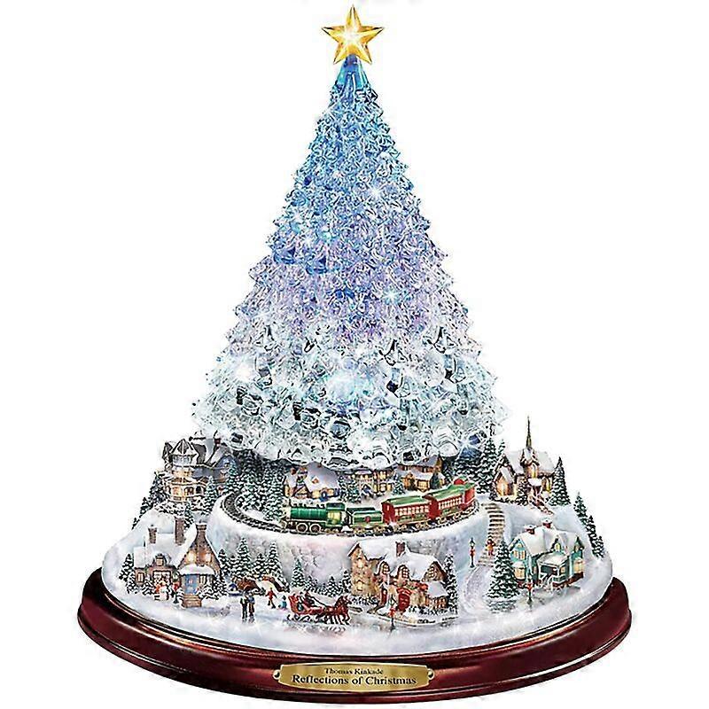 Christmas Tree Rotating Sculpture Train Decorations Paste Window Paste Stickers Christmas Decorations for Home