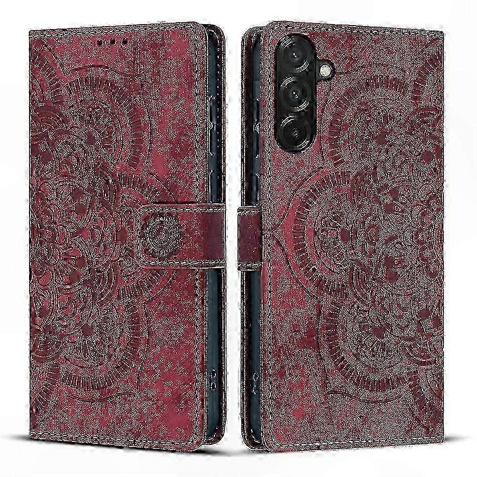 Retro Frosted Leather Case with Mandala Emed Design for Phone