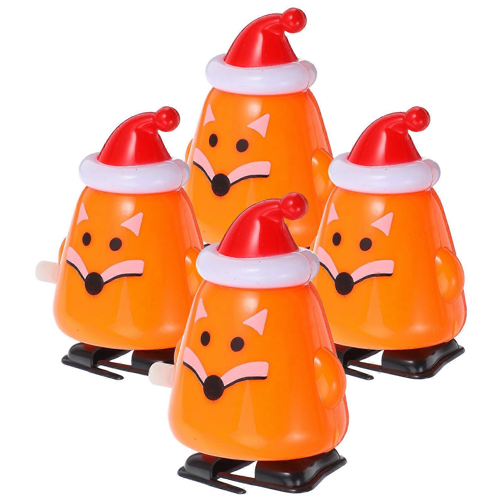 Xmas Wind-Up Toy Fox Clockwork Toy for Playing 12Pcs Plastic