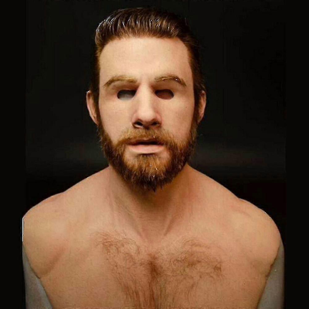 ラテックス製リアルな男性用フェイスカバーマスク 男性用変装 ハロウィンパーティー小道具