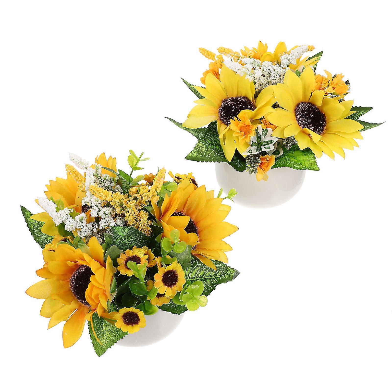 Artificial Sunflower Pot Decoration for Desktop 4Pcs Set