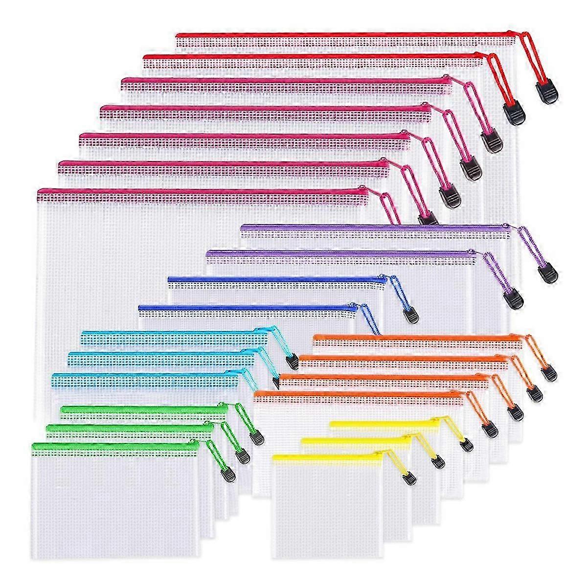 24Pcs Mesh Zipper Pouch Bags-8 Sizes Zipper Pouches for Organization,Mesh Bags with Zipper File Bag