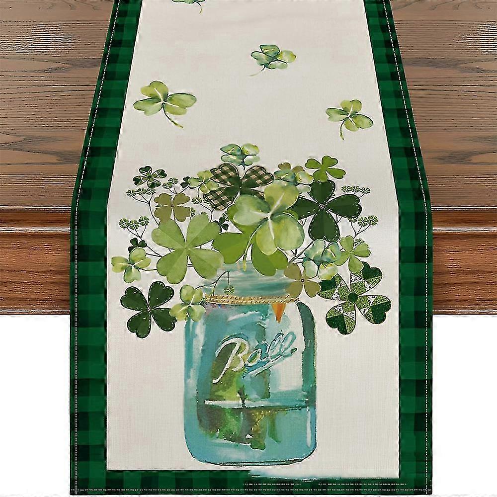 2025 St. Patrick's Day Lucky Green Clover Table Runners Irish Shamrocks Tablecloth