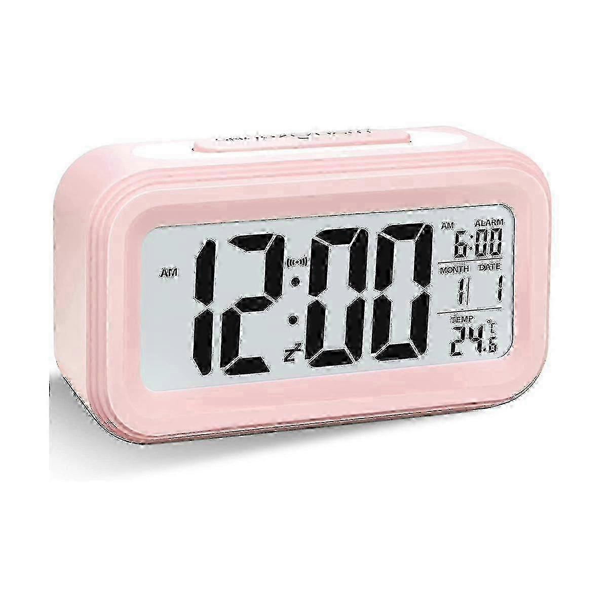 Digital Alarm Clock, Led Alarm Clock, Battery Operated Silent Aalarm Travel Clock,pink