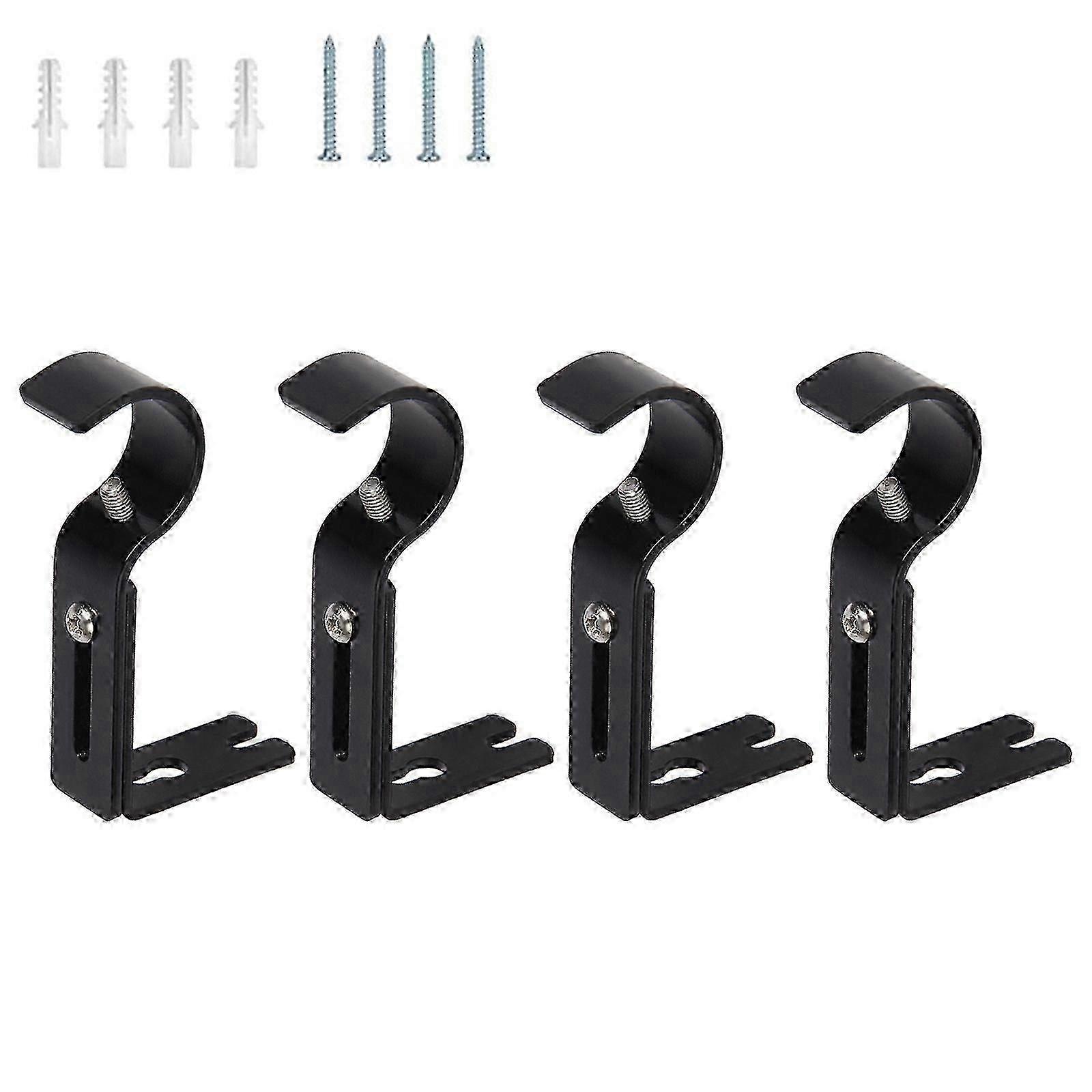 Pack Of 4 Portable Sturdy Curtain Rod Brackets For Rod Adjustable Length Extends Convenient For Home And Office Use Silver Cs