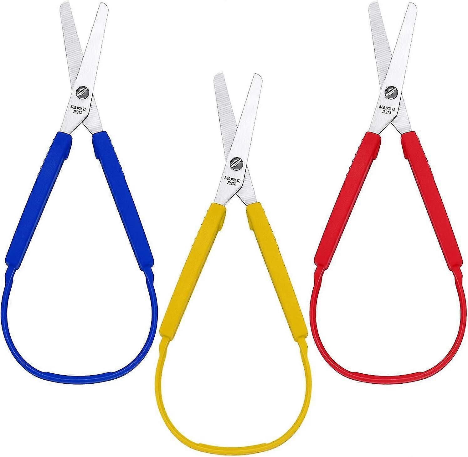 Scissors Colorful Grip Scissors Loop Handle Self-opening Scissors Adaptive Cutting Scissors For Childr