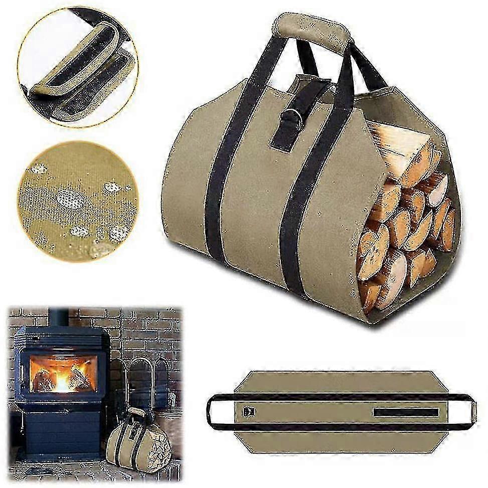 Portable Canvas Firewood Storage Bag