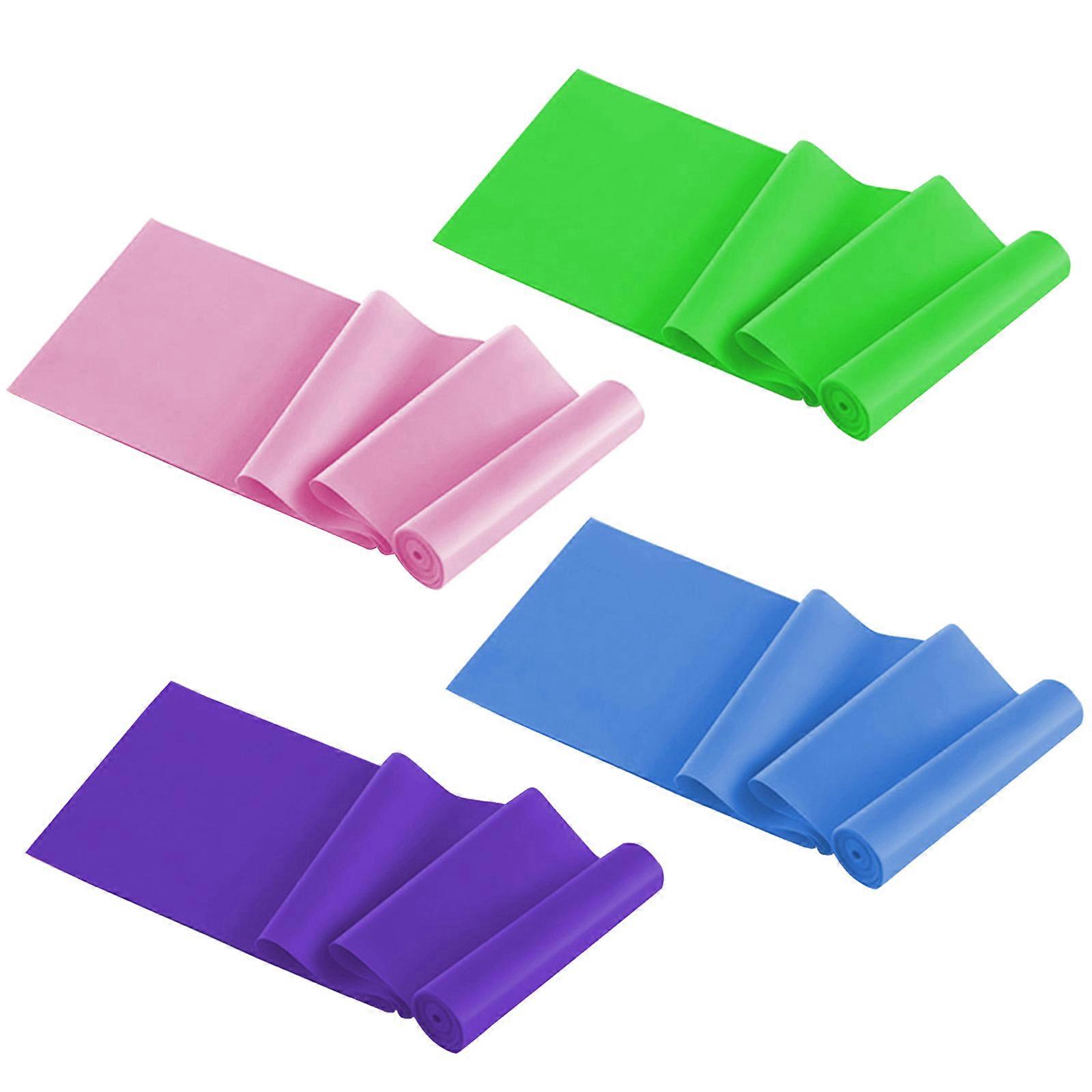 Yoga Pilate Stretch Resistance Band Exercise Fitness Training Band Elastics Fitness Assist Band 4 Level Wide Yoga Band Multicolor