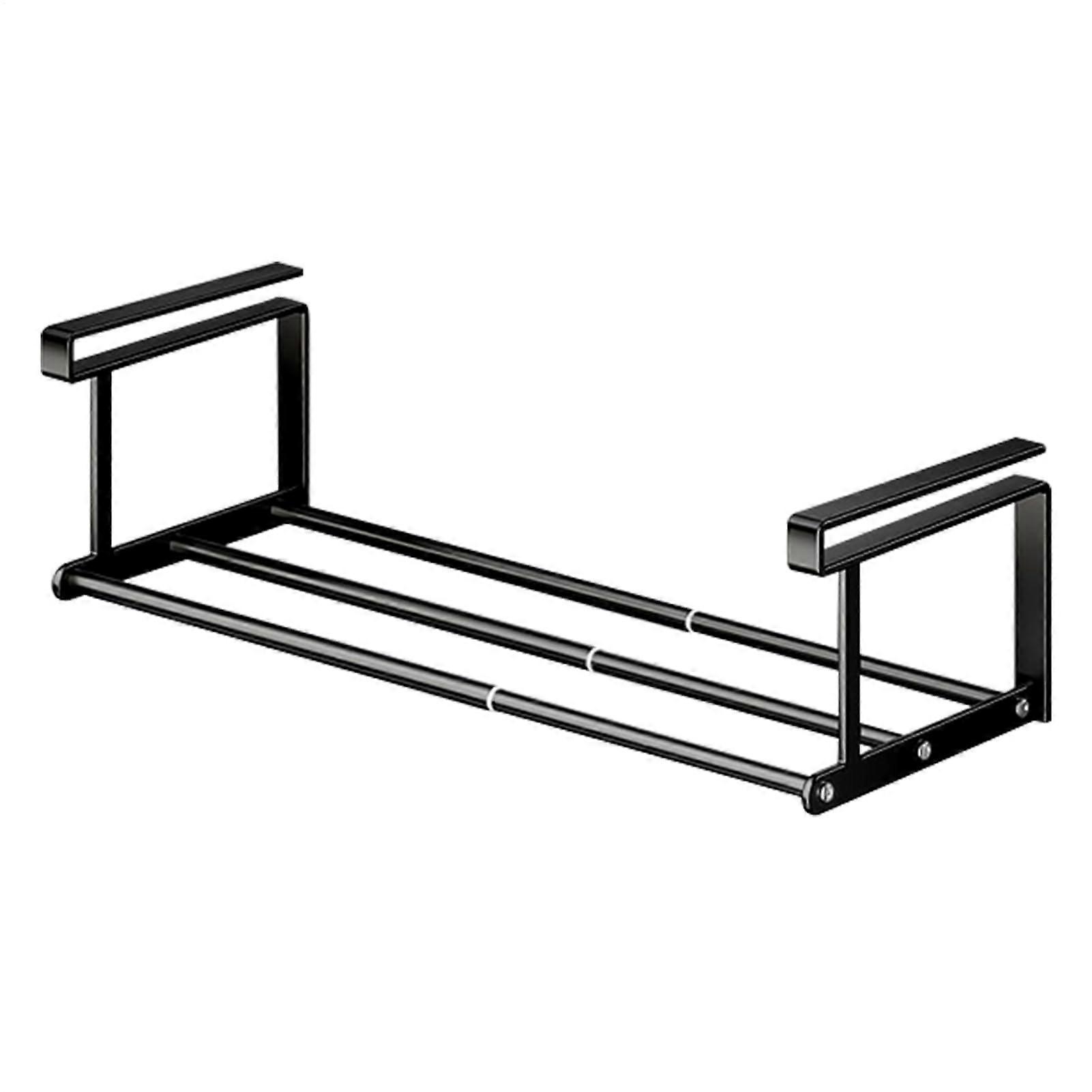 Under Shelf Storage Telescopic Cabinet Shelf HeavyDuty Adjustable Rack Organizer Tray For Closet RV Pantry Black