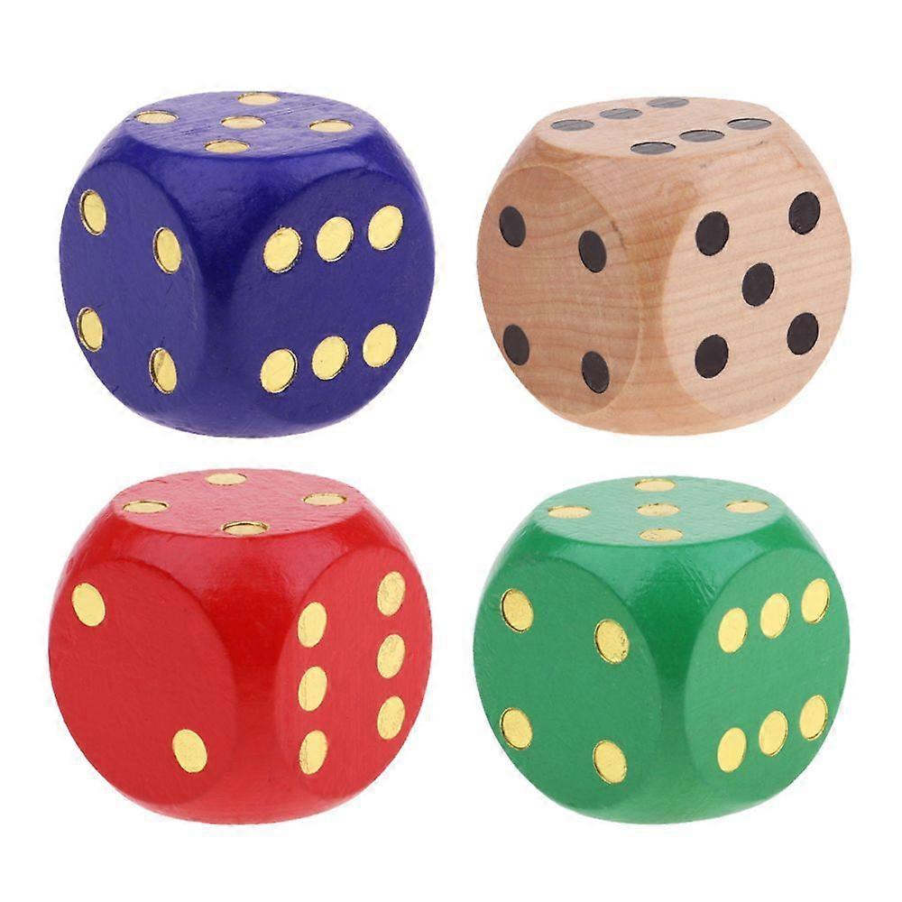 4x Extra Large Wooden Dice with Rounded Corner D6 Six Sided Dice 5cm
