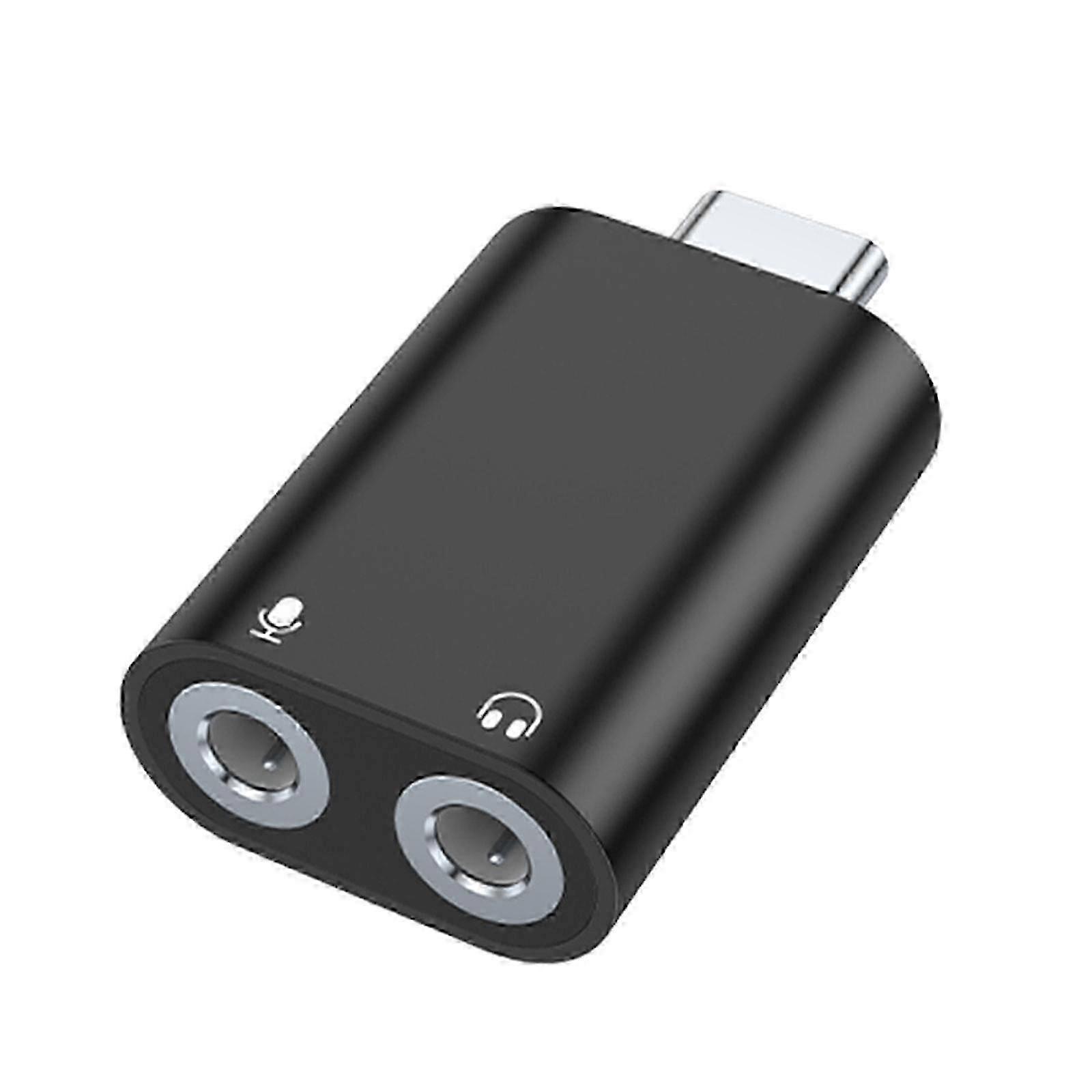 MultiDevice Music Sharing Adapter, USB C to Two 3.5mm Female Port USB C Double Headphone Splitter for Type c Devices Black