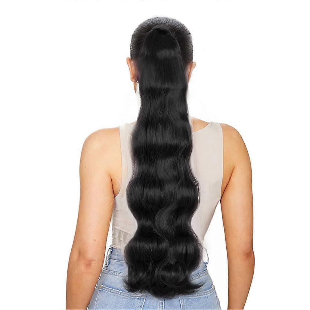 Synthetic Golden Wavy Wrap Ponytails ClipIn Extension 24Inch Color 1B For Ladies