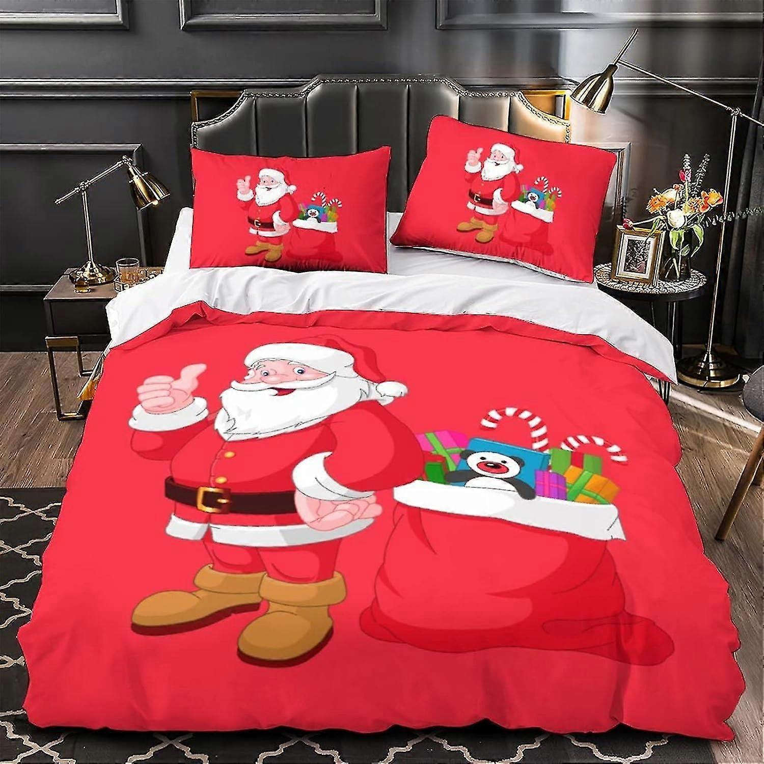 Edredom de Natal Conjunto de Capa de Natal Presente de Natal Impresso Edredom Capa Conjunto D Peças Colcha Capa Zíper Fechamento para Adolescentes e