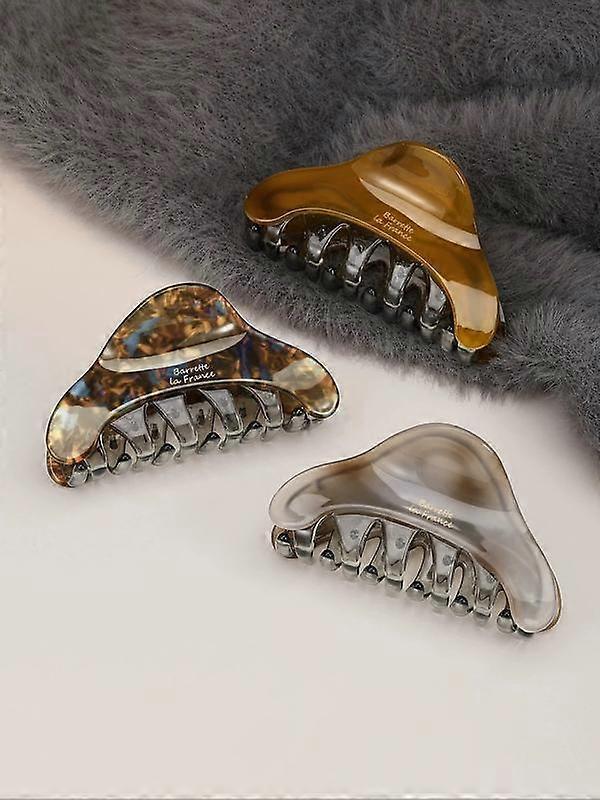 3pcs Vintage Leopard Print Acetate Hair Claw Clips, Stylish Triangle Design, Suitable for Daily Use & Parties, Elegant All-Purpose Headwear