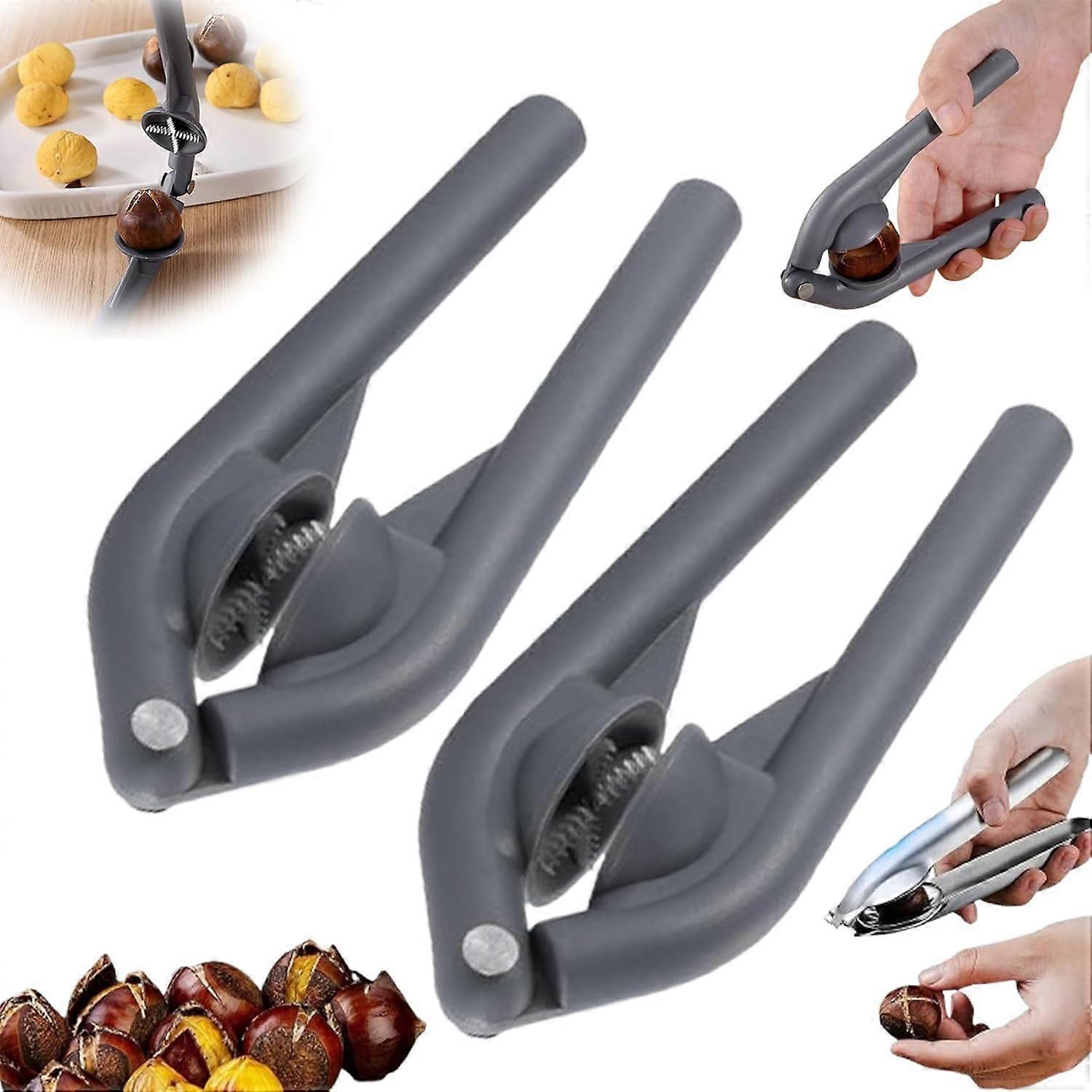 Chestnut Open Clip, Portable Nutcracker Tool for Walnuts & Chestnuts, 2-Pack Plastic Cracker - Compatible with Nuts