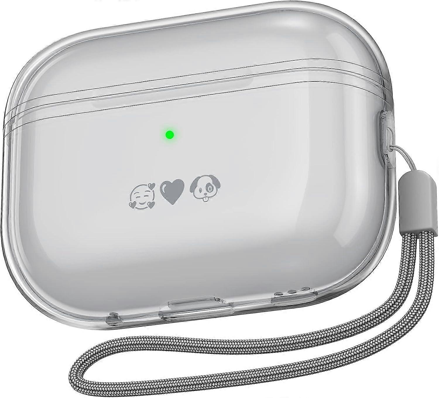 Compatible with AirPods Pro 2 Case Cover Soft TPU Protective Skin with Lanyard [Front Visible] Compatible with AirPods