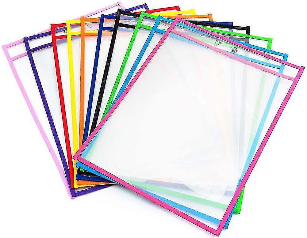 Improved Reusable Dry Erase Pockets - 10 Pieces for Office Writing & Wiping (New Stock)