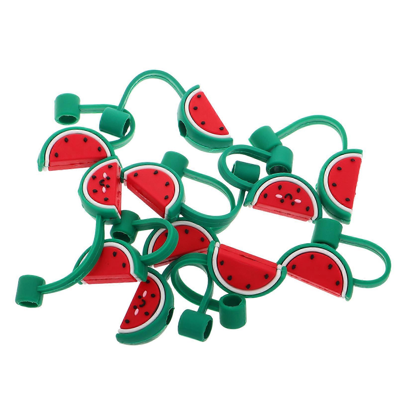 Reusable Silicone Straw Lid Watermelon Straw Cap for Party 10Pcs