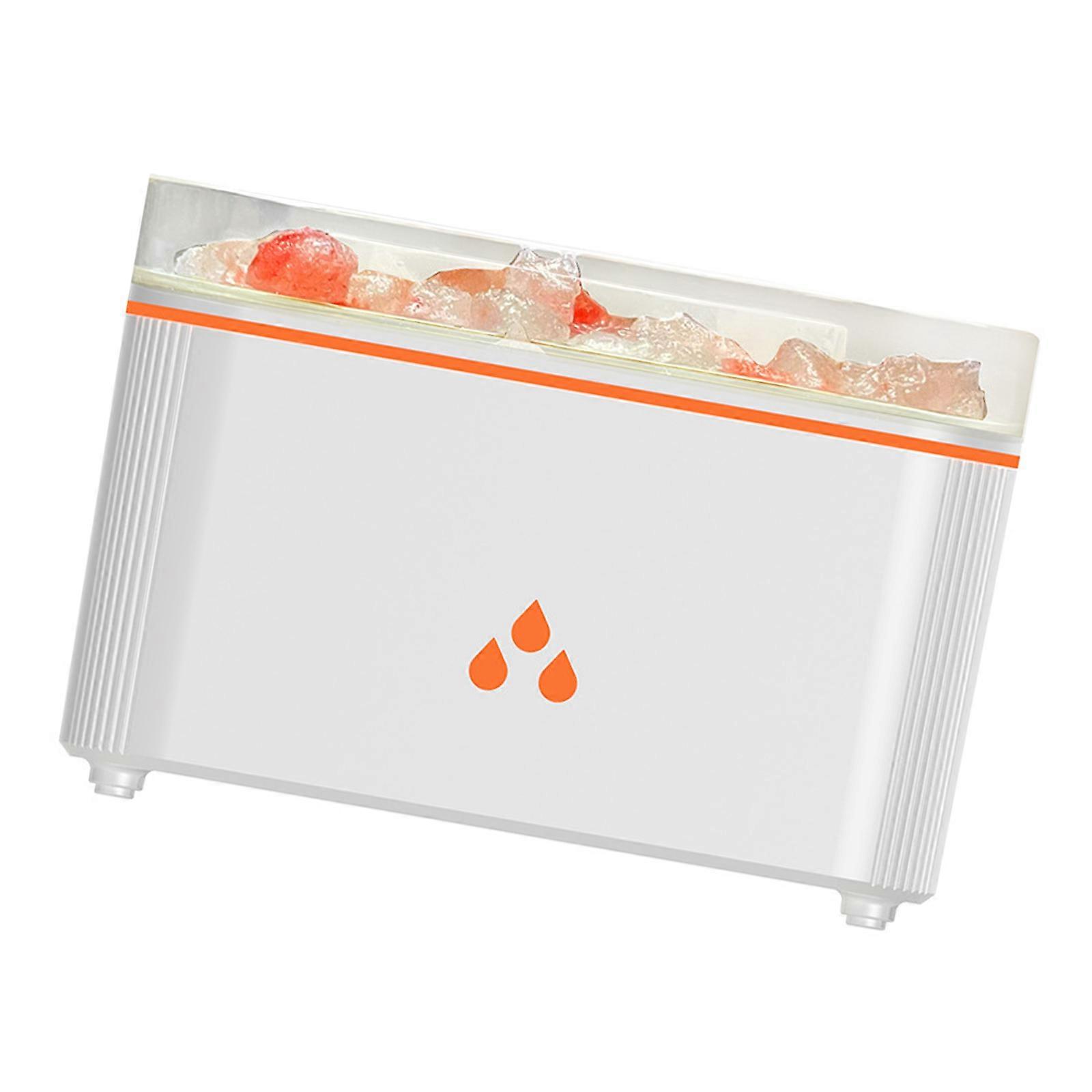 Decorative Flame Illusion Essential Oil Diffuser with Quiet Humidifying Function and Auto Shutoff Plastic Texture  White