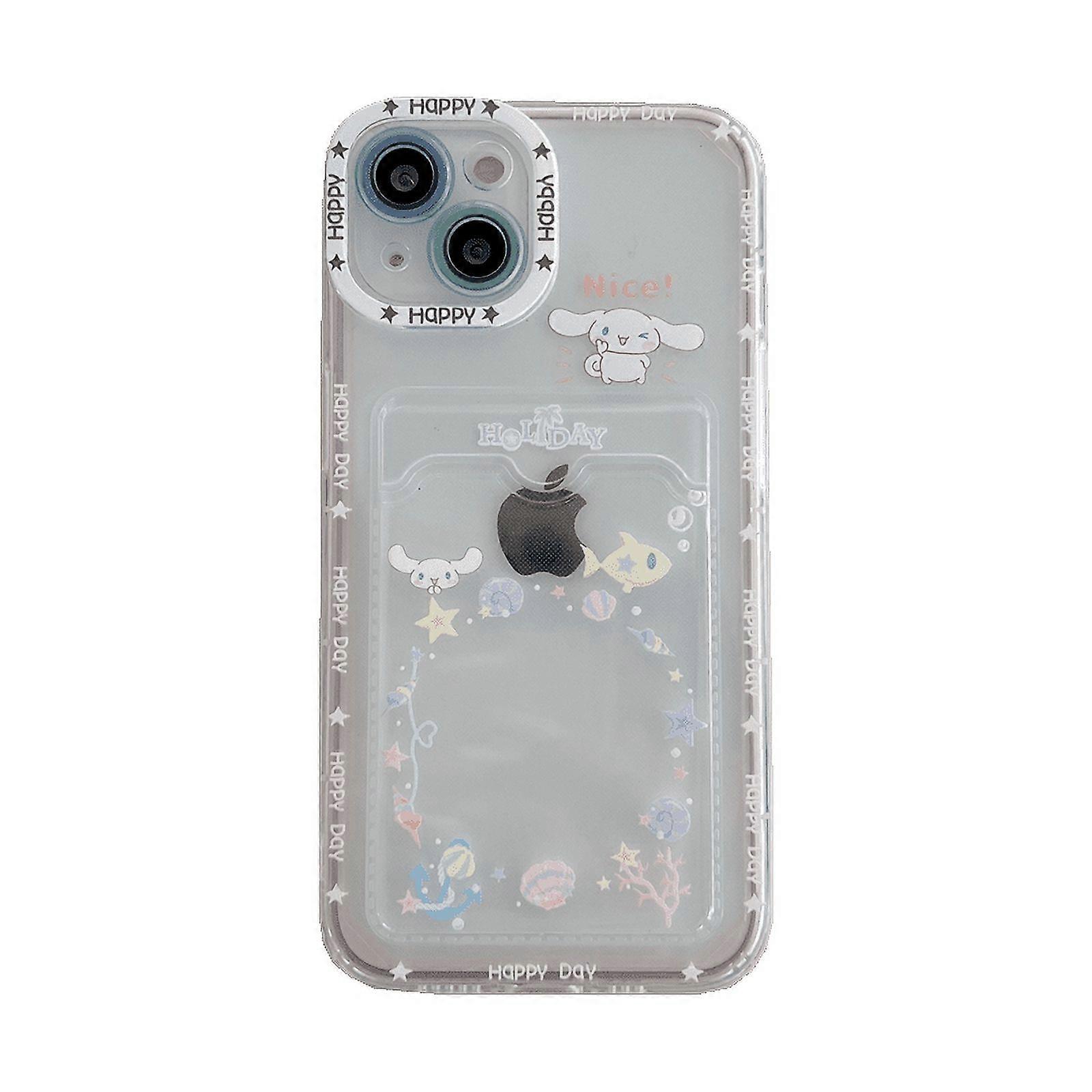 Transparent Pochacco Pattern Case For compatible with iPhone 7 8 Plus 13 12 11 14 Pro Max X XR XS Sanrio Soft TPU Card Slot Pocket Holder Cover