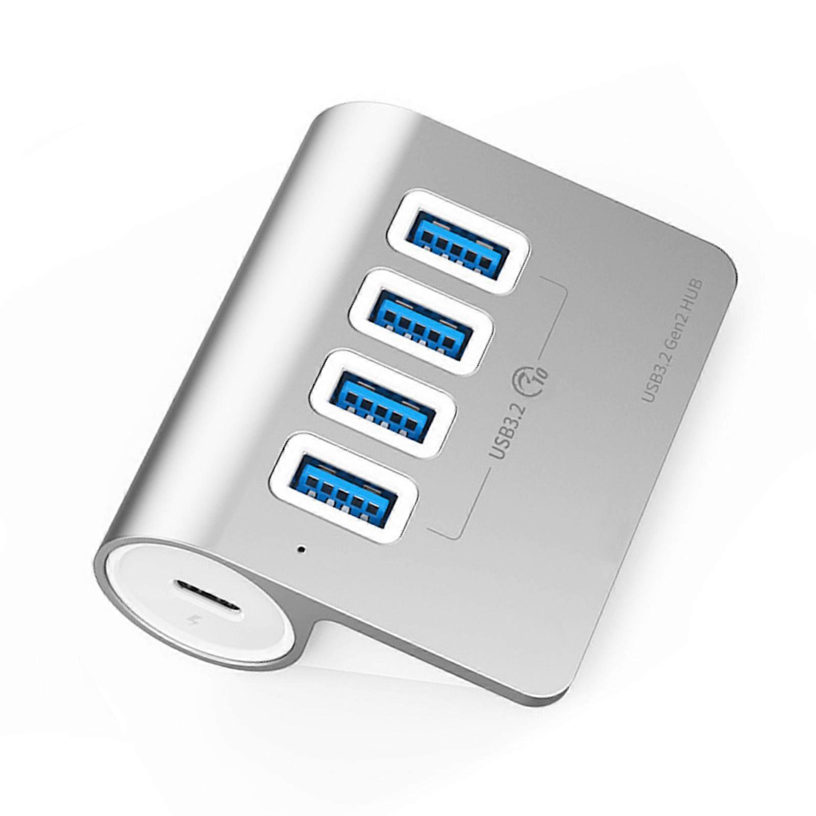 Efficient 4Port USB 3.2 Data Hub, USB Splitter 10Gbps Fast Transfer, 5V3A Power Supply for Enhances Device Charging Multicolor