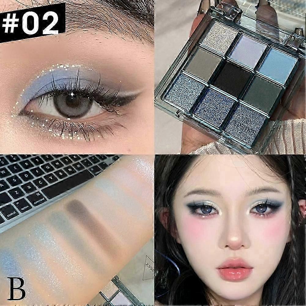 9-Color Long-Lasting Eyeshadow Palette Smudge Proof and Blendable for Daily and Party Makeup