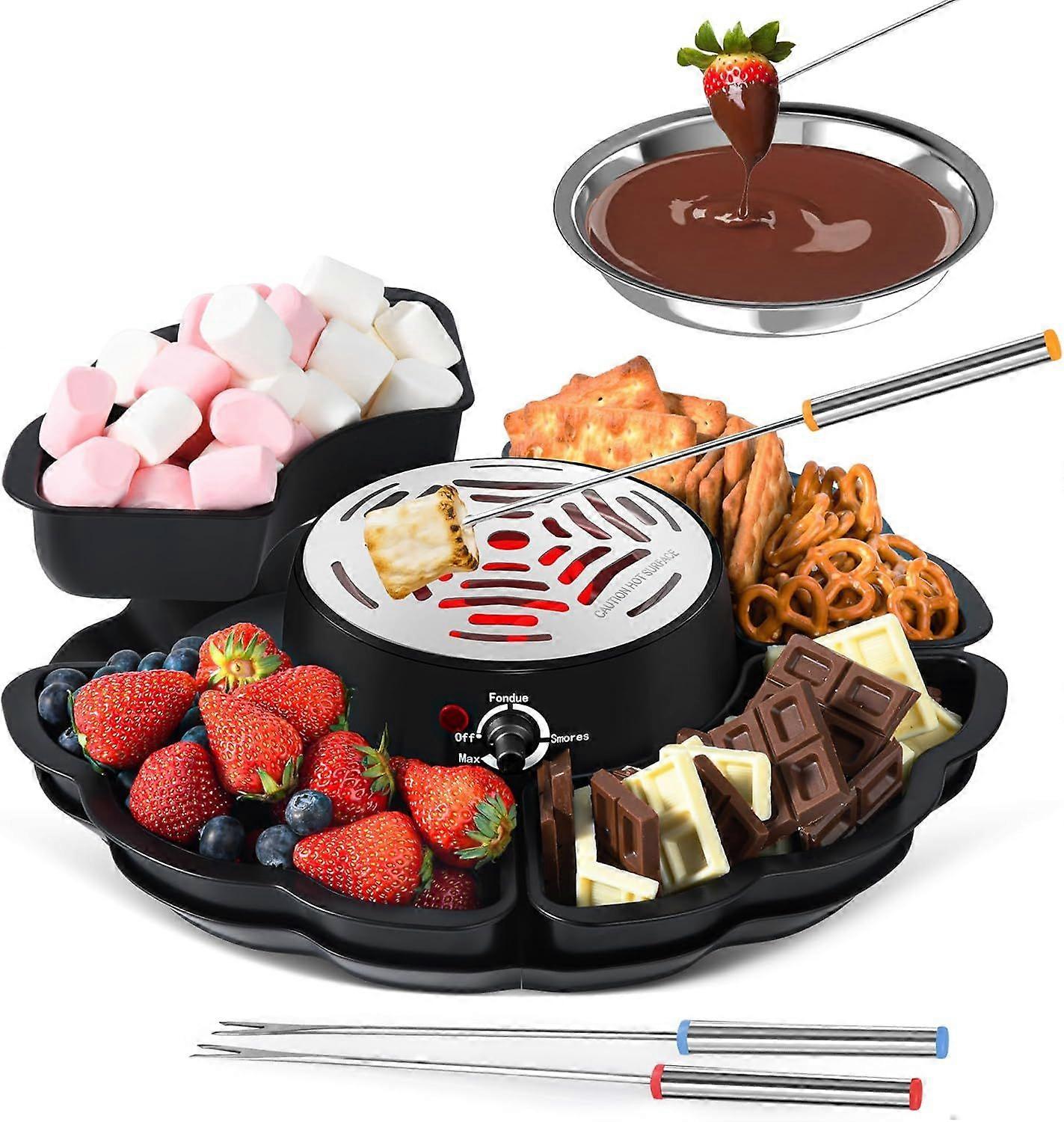 2-in-1 Electric S'mores Maker & Fondue Pot, Tabletop Indoor Smores Kit with 4