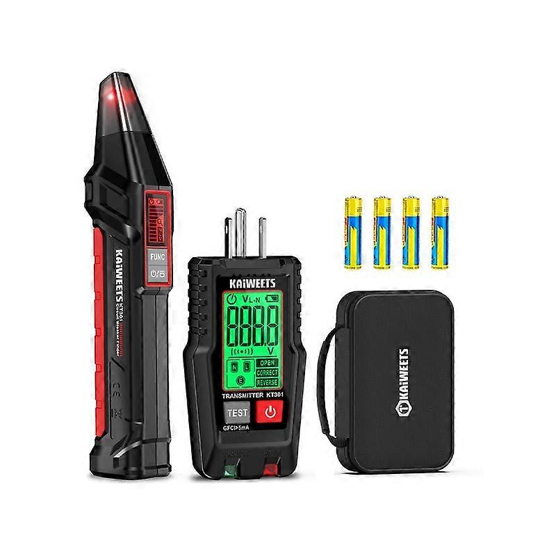 All-in-One AC Circuit Breaker Finder Kit– 2-Piece Alert LCD Display Voltage Tester Set with Breaker Finder & GFCl Outlet Tester, NCV Functio