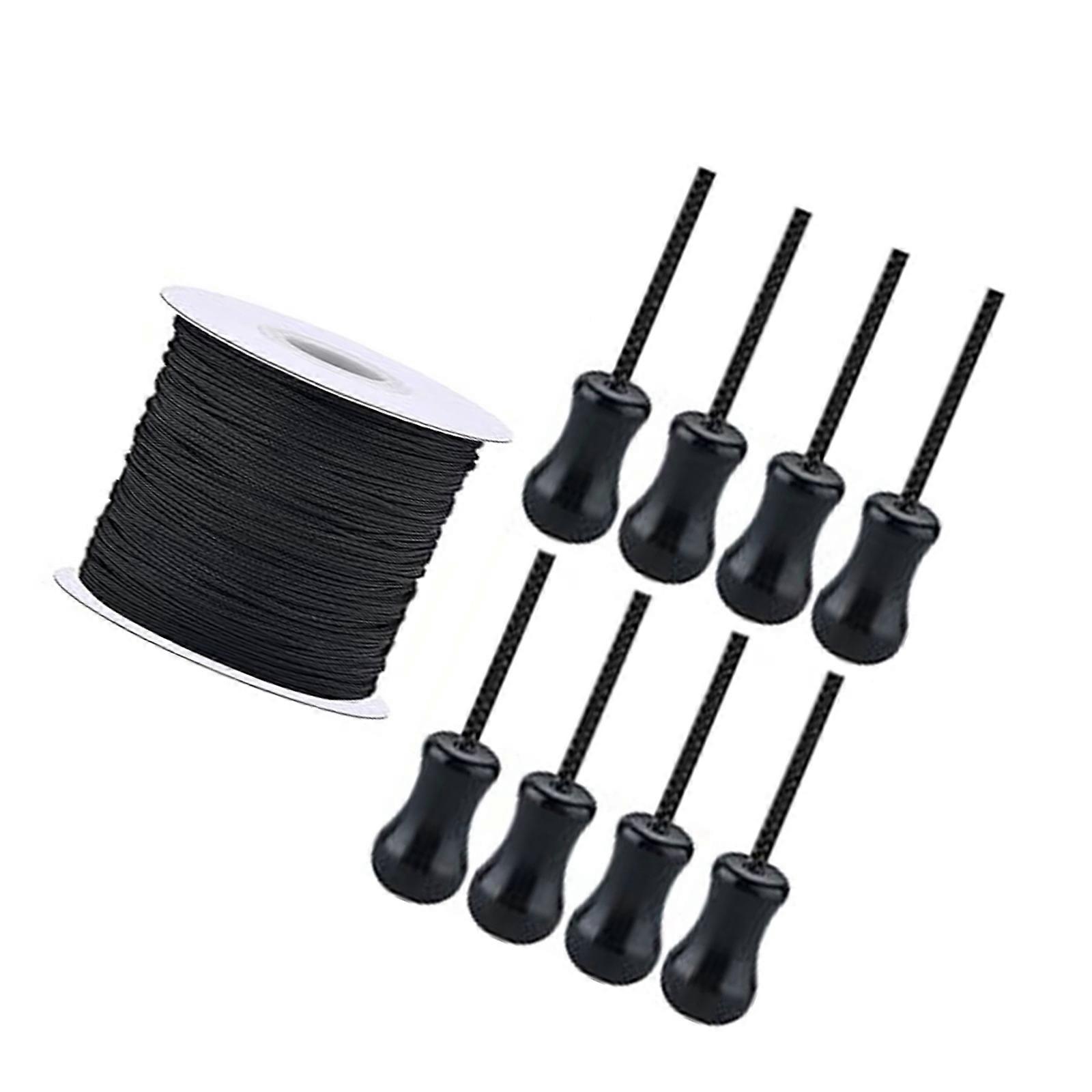 10.9Yards Window Blind Pull Cord Lift Shade Cord with 8Pack Wood Knobs Functional Accessories for Curtain Control Multicolor