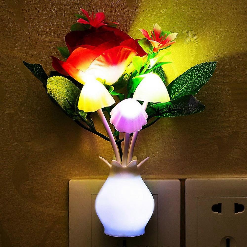Sensor Led Night Light, Multiple Colors Changing Plug-in LED Mushroom & Lotus Dream Bed Lamp