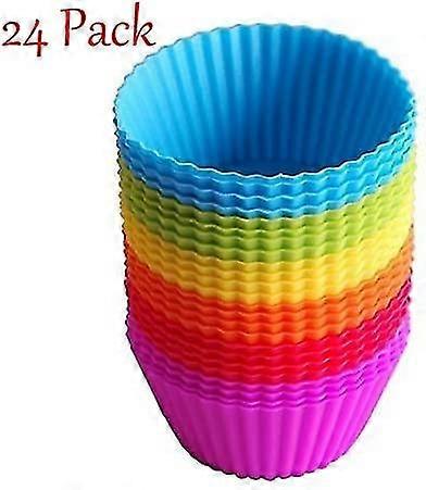 Premium Grade Silicone Baking Cups, [24 Pack] Reusable Silicone Bakeware Baking Muffin Cups