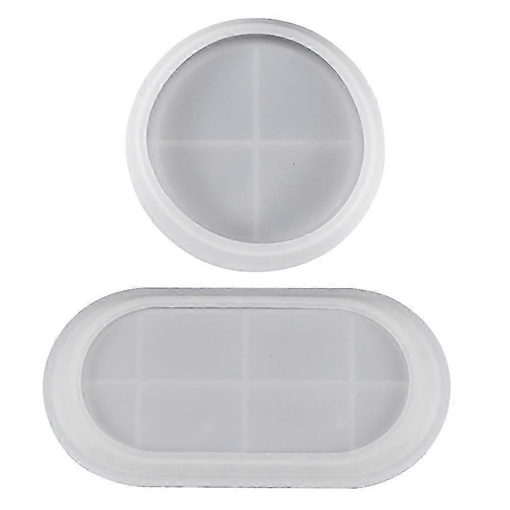 2pcs Rectangle-shape Plate Mold Circular-shape Silicone Tray Making Mold