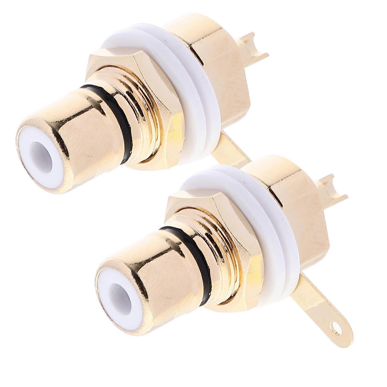 2 Pcs Pure Copper with Step Rca Female Seat Connector Socket Lotus Connectors Audio Setup Improvement