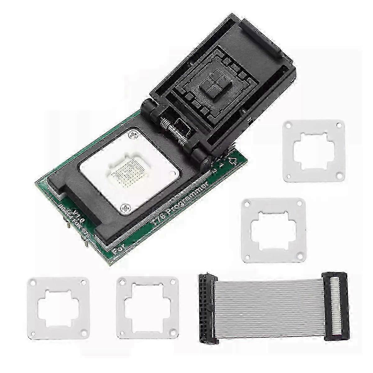 w EMMC BGA64 Adapter IC Socket for T76 Programmer with Dual Head Spring-Loaded Test Probe Holder + Limit Frames