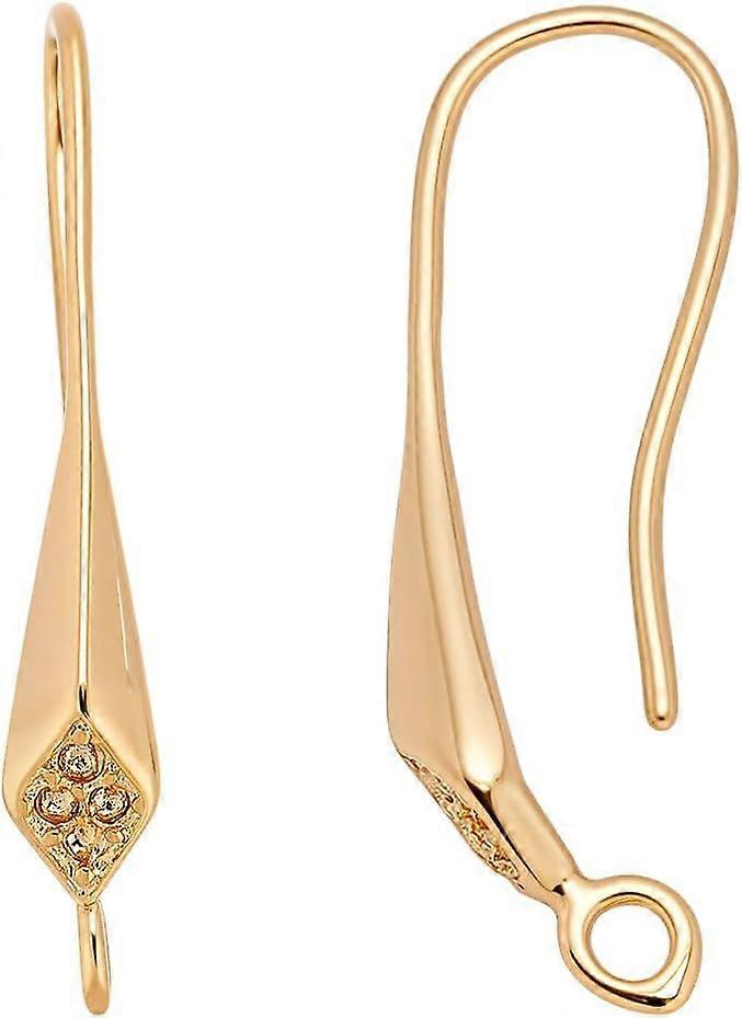 30Pcs Real 24K Gold Plated Earring Hooks French Ear Wire Hooks with Horizontal Loop and Settings for Rhinestone Dangle Fish Hook Findings for DIY Jewe