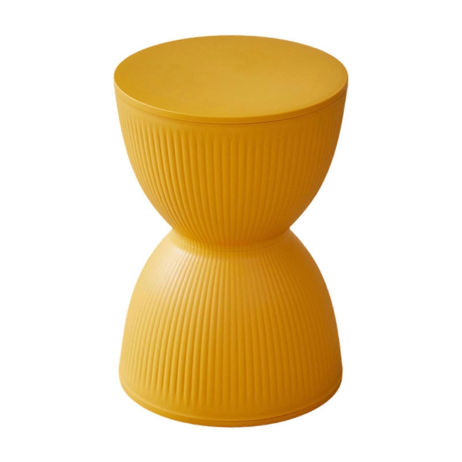 Round Ottoman Foot Stool with Cushioned Seat for Shoe Changing in Nursery or Entryway, Yellow