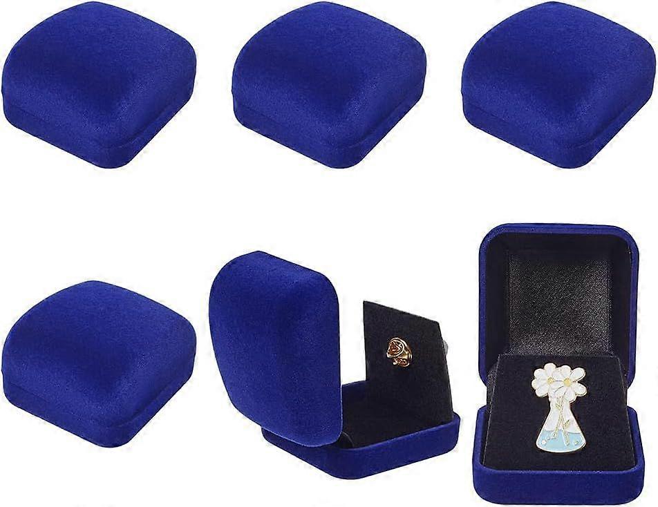 6 Pcs Velvet Badge Display Box Prussian Blue Pin Display Case Lapel Pin Collection Display Holder Velvet Brooch Storage Boxes for Badges Lapel Pin Jew