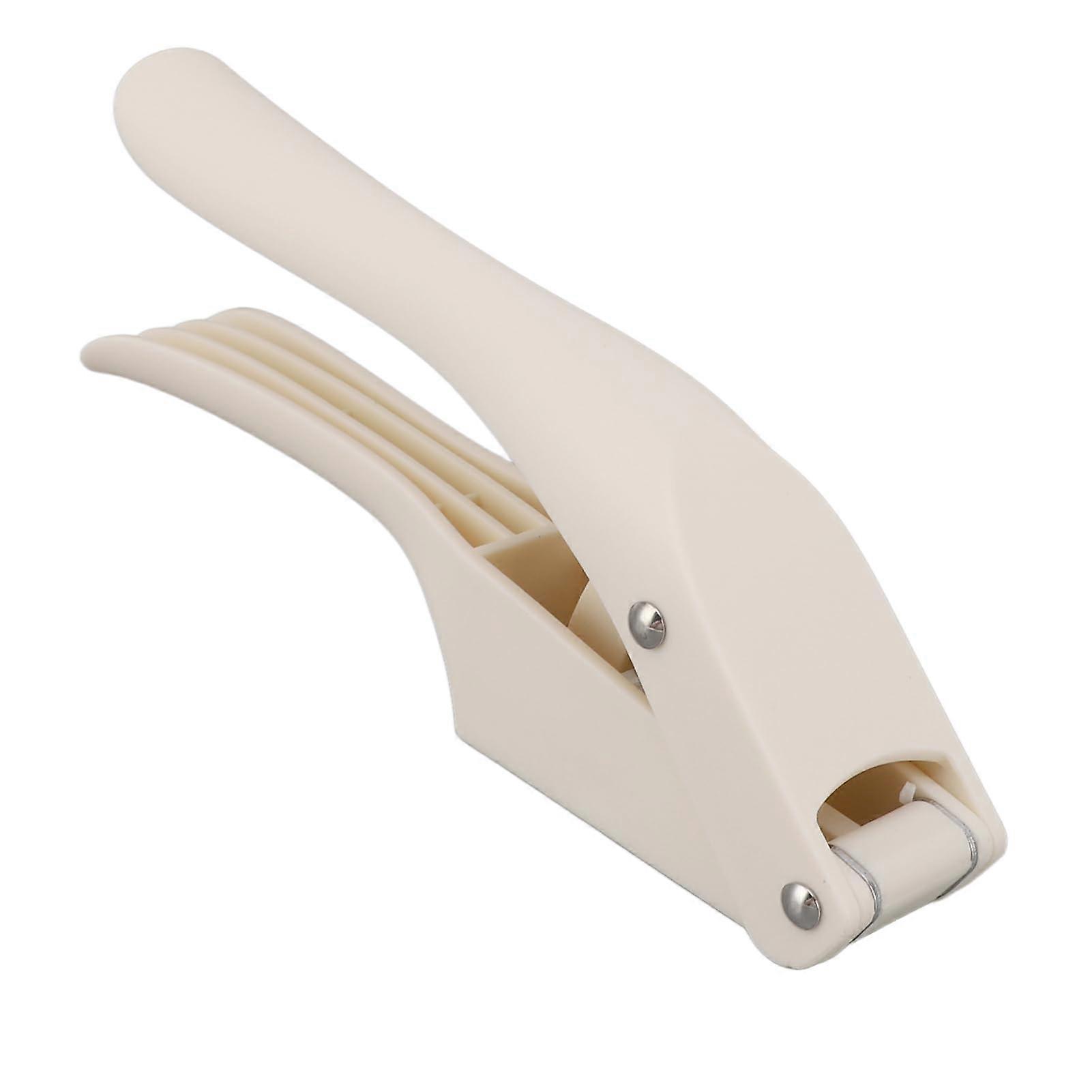 Garlic Press and Slicer, 2 in 1 Ergonomic Garlic Mincer Tool for Easy Crushing, Compact White Kitchen Gadget