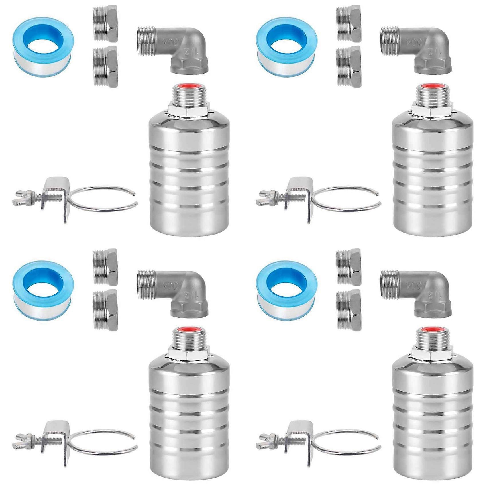 4set 1/2Inch to 3/4Inch Water Float Valve,Stainless Steel Float Valve,Fully Automatic Water Level Controller Float Valve