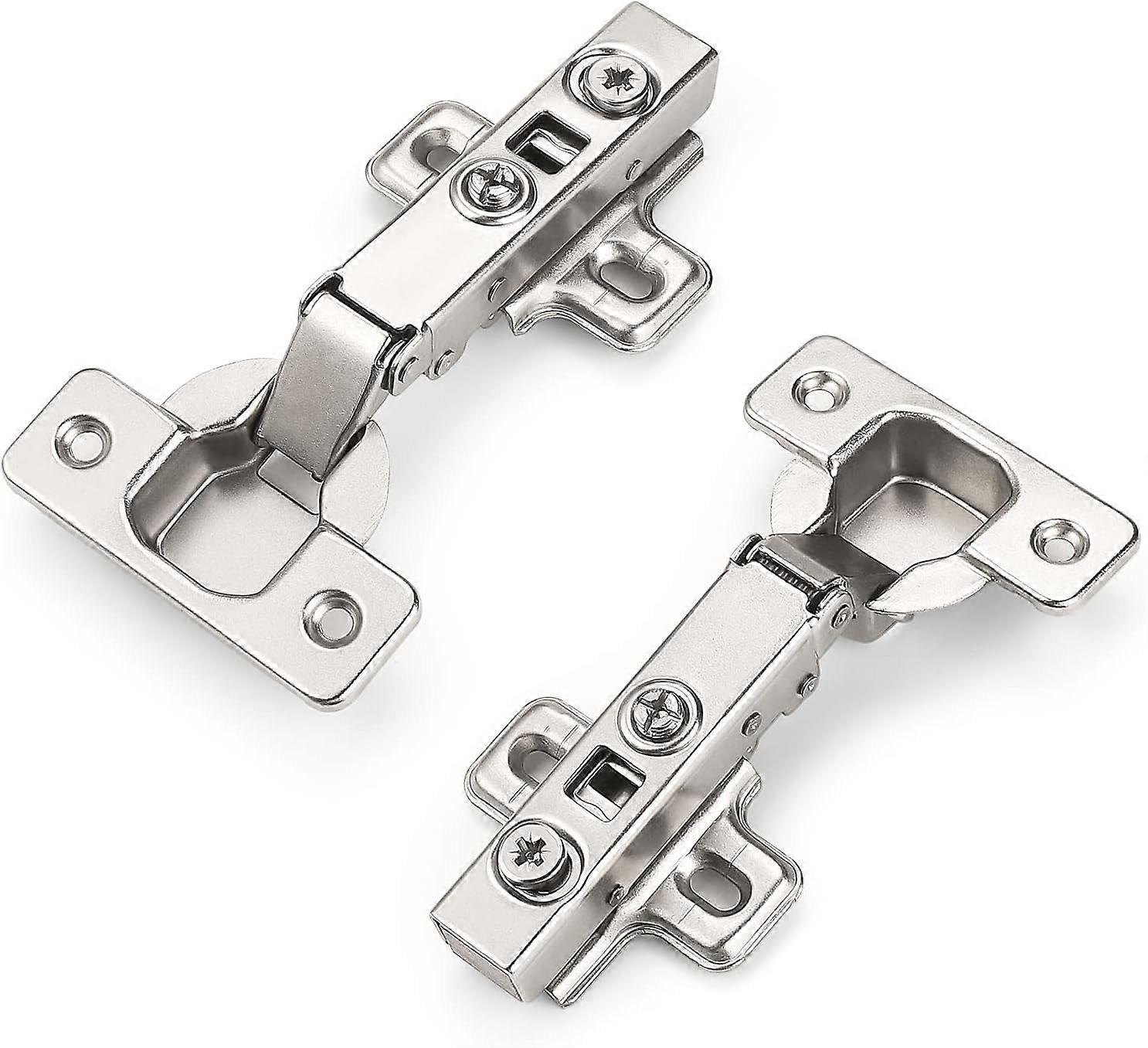 1 Pair (2 Pcs) 105 Degree Soft Closing Cabinet Hinges,European Full Overlay Concealed Hinge with Mounting Plate   1 Pair