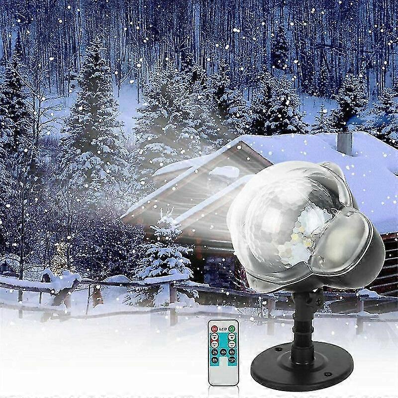 LED Rotating Projector Light with Remote Control Waterproof Landscape Decorative Lighting Snowflake for Party