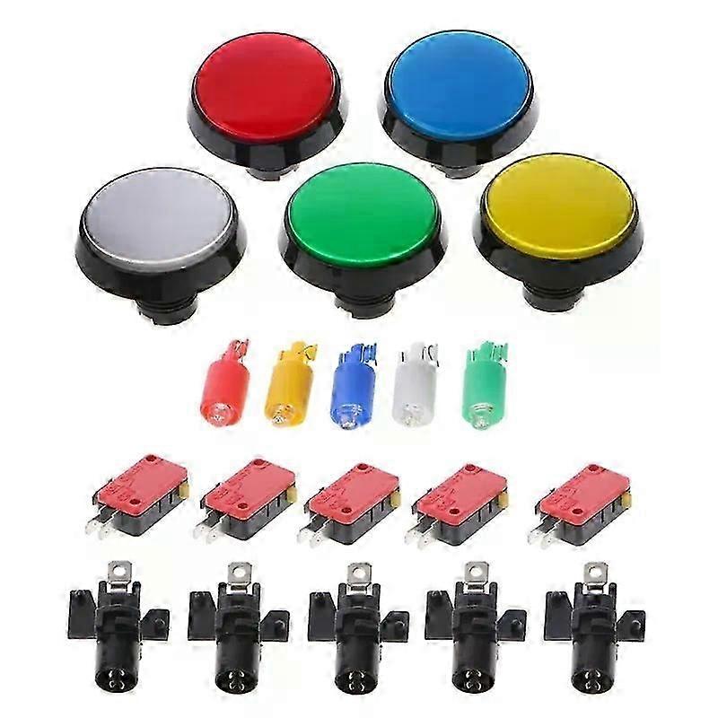 5 Pcs/set 5 Colors 60mm Round Push Button For Game Player Arcade Joystick