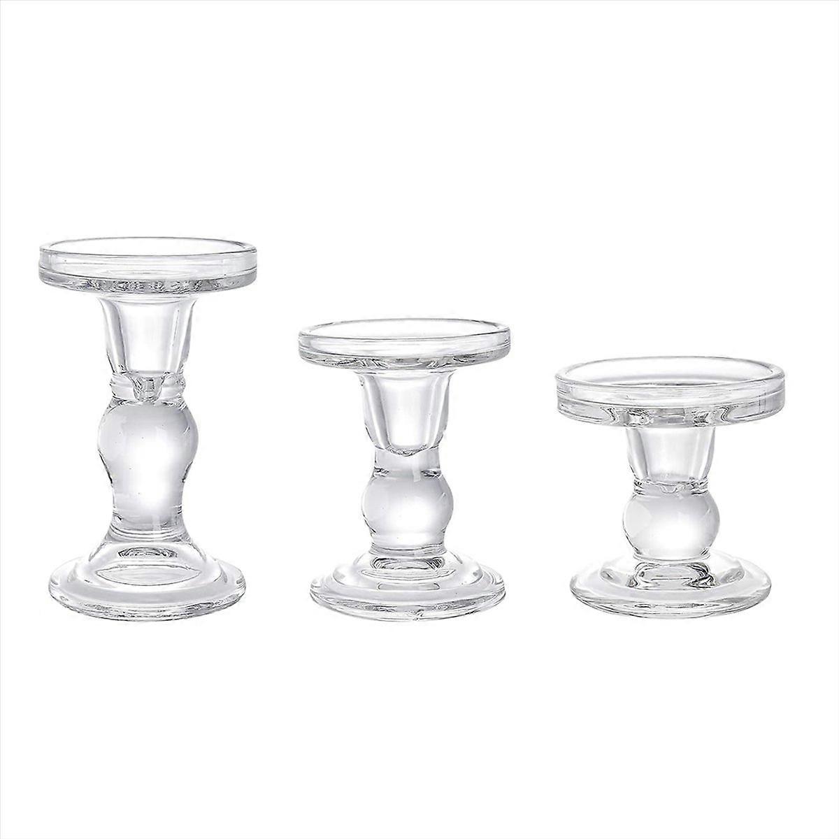 Glass Candle Holders, for Dinner Table 3Pcs