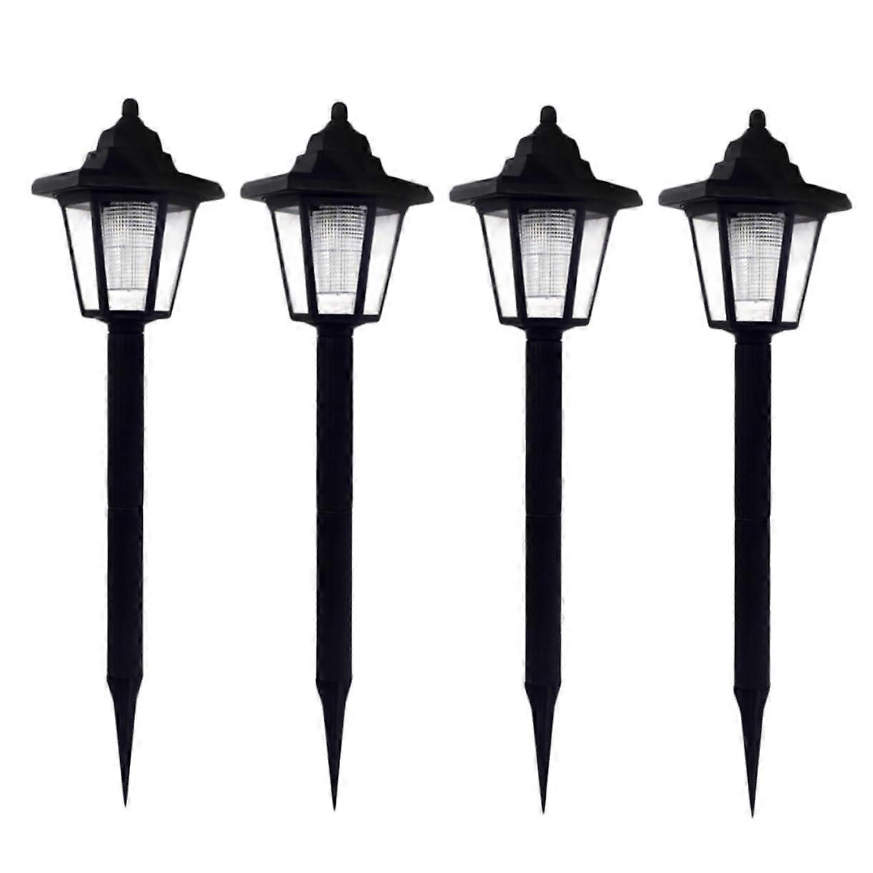 4Pcs Solar Path Lights Hexagon Design Waterproof Outdoor LED with Automatic Sensor for Garden and Driveway