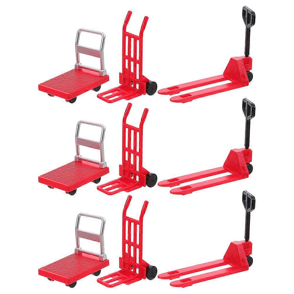 Miniature Hand Trolley Forklift Platform Cart Models for Learning 12Sets